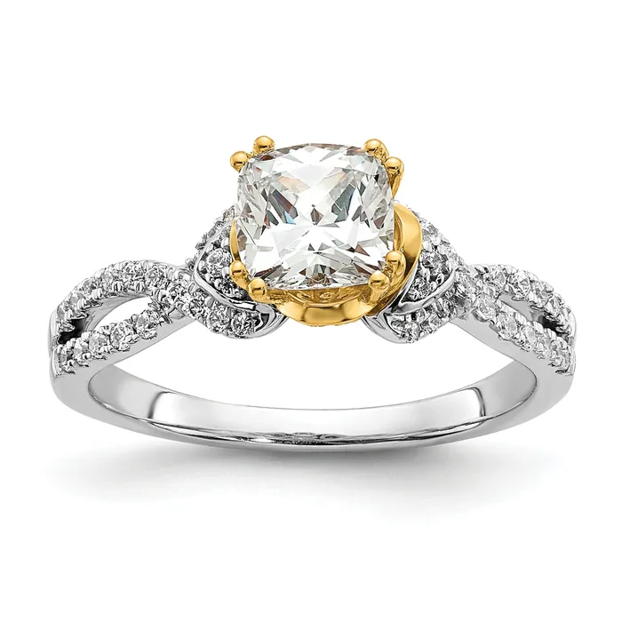 Rings Goldia 100ct CZ Solid Real 14k Twotone Polish 1ct Cushion Engage Dia Ring Rings Goldia 100ct CZ Solid Real 14k Twotone Polish 1ct Cushion Engage Dia Ring