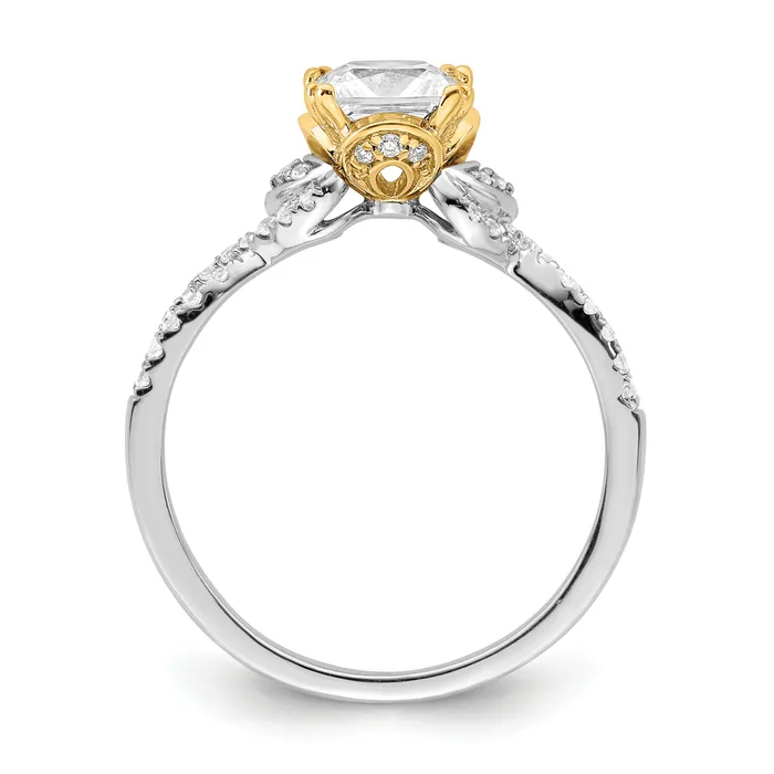 Rings Goldia 100ct CZ Solid Real 14k Twotone Polish 1ct Cushion Engage Dia Ring