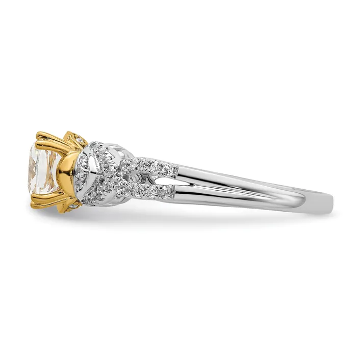 Rings Goldia 100ct CZ Solid Real 14k Twotone Polish 1ct Cushion Engage Dia Ring