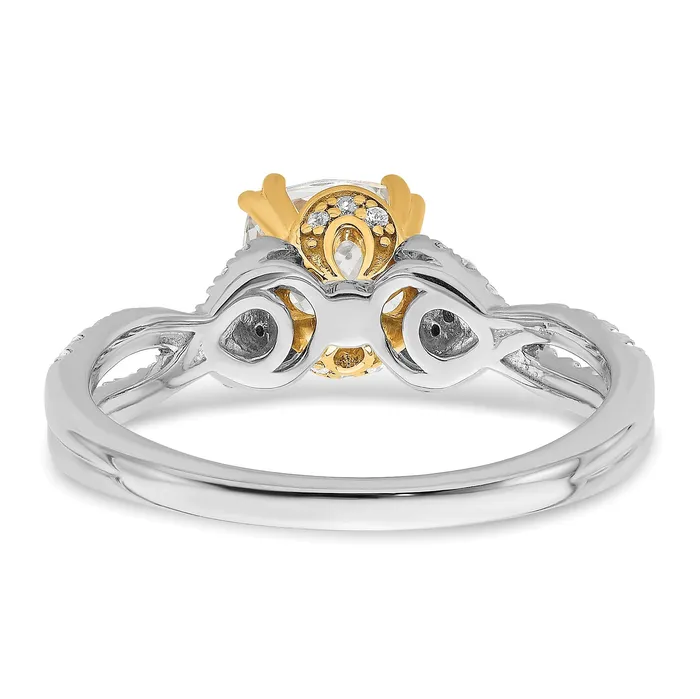 Rings Goldia 100ct CZ Solid Real 14k Twotone Polish 1ct Cushion Engage Dia Ring