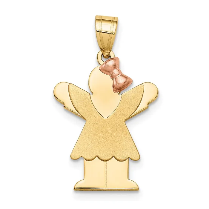 Rings Goldia 14k Twotone Gold Twotone Gold Small Girl with Bow on Right Engravable Charm Rings Goldia 14k Twotone Gold Twotone Gold Small Girl with Bow on Right Engravable Charm
