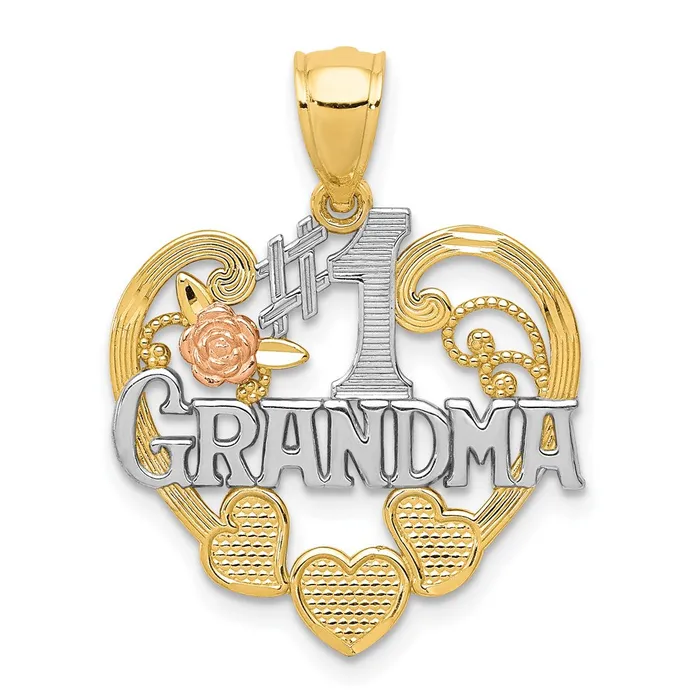 Rings Goldia 14k Twotone Gold wWhite Rhodium 1 GRANDMA Heart Pendant