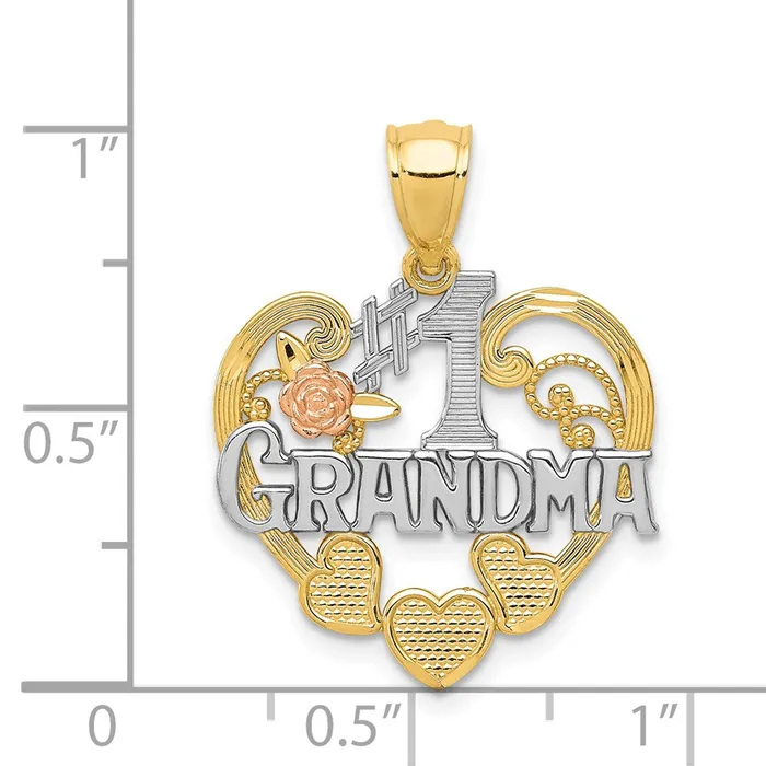 Rings Goldia 14k Twotone Gold wWhite Rhodium 1 GRANDMA Heart Pendant