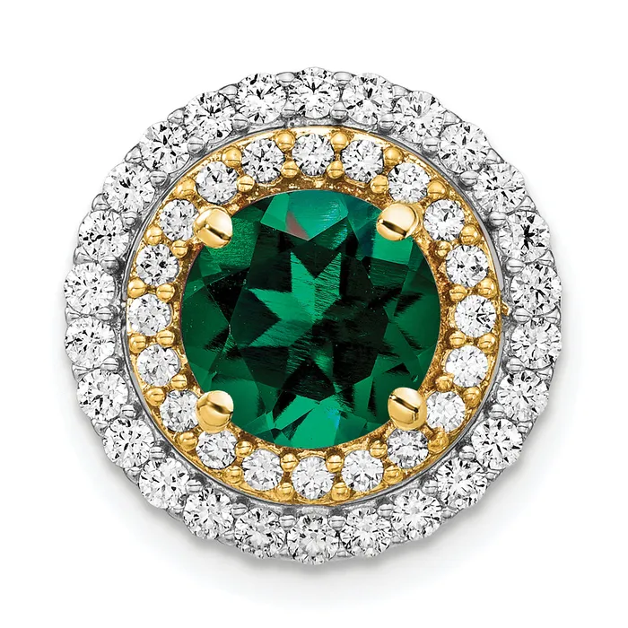 Rings Goldia 14k Twotone Two Tone 58 Ct Lab Grown Diamond VSSI G and Lab Created Emerald Chain Slide Pendant