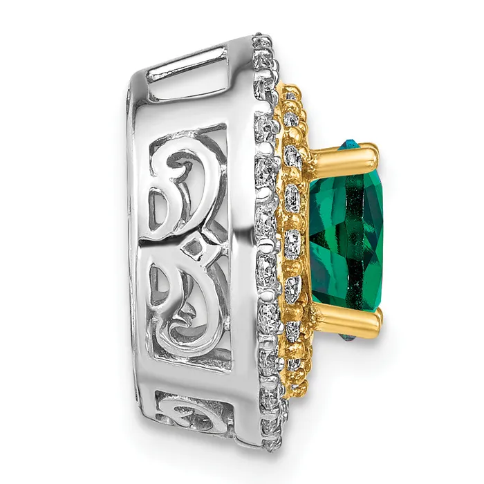 Rings Goldia 14k Twotone Two Tone 58 Ct Lab Grown Diamond VSSI G and Lab Created Emerald Chain Slide Pendant