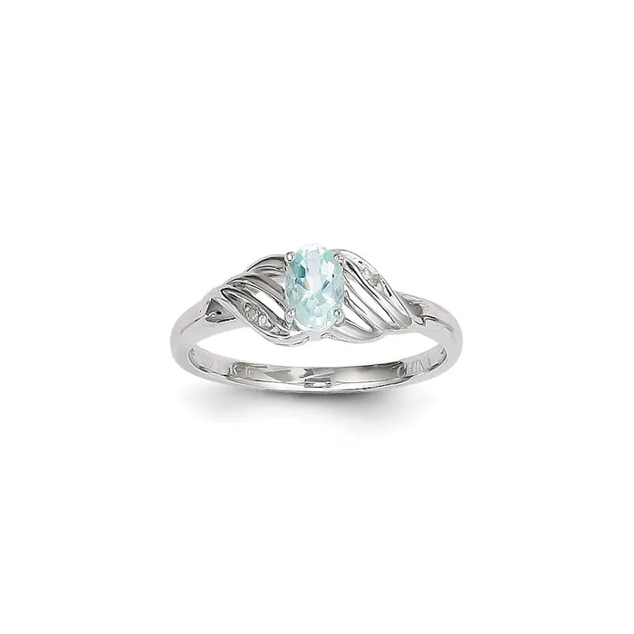 Rings Goldia 14k White Gold Aquamarine Diamond Ring