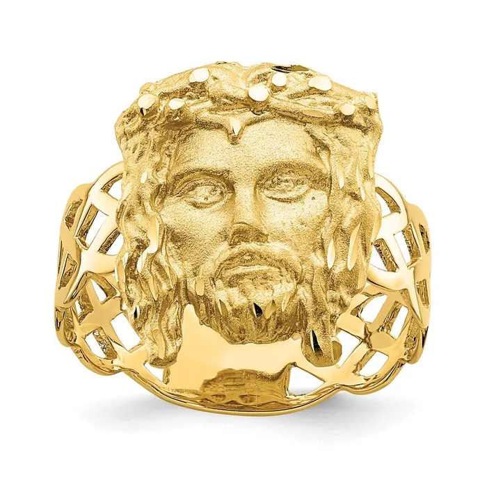 Rings Goldia 14K Yellow Gold Brushed u0026 Polished DC Jesus Head Ring