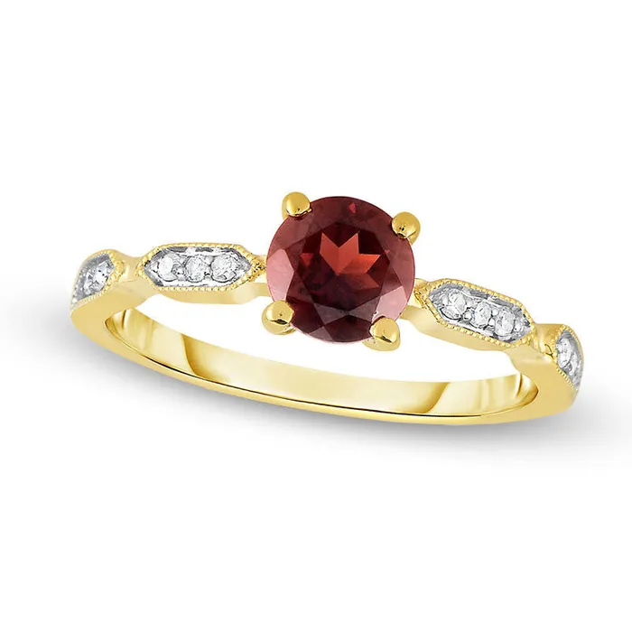 Rings Goldia 60mm Garnet and Natural Diamond Accent Ring in Solid 10K Yellow Gold Rings Goldia 60mm Garnet and Natural Diamond Accent Ring in Solid 10K Yellow Gold