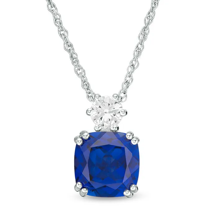 Rings Goldia 80mm CushionCut LabCreated Blue and White Sapphire Pendant in Sterling Silver Rings Goldia 80mm CushionCut LabCreated Blue and White Sapphire Pendant in Sterling Silver