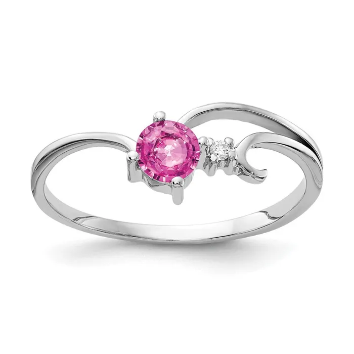 Rings Goldiacom 14k White Gold 4mm Pink Sapphire A Real Diamond ring