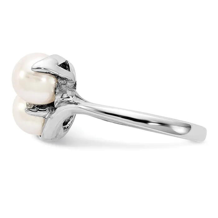 Rings Goldiacom 14k White Gold 6mm FW Cultured Pearl AA Real Diamond ring