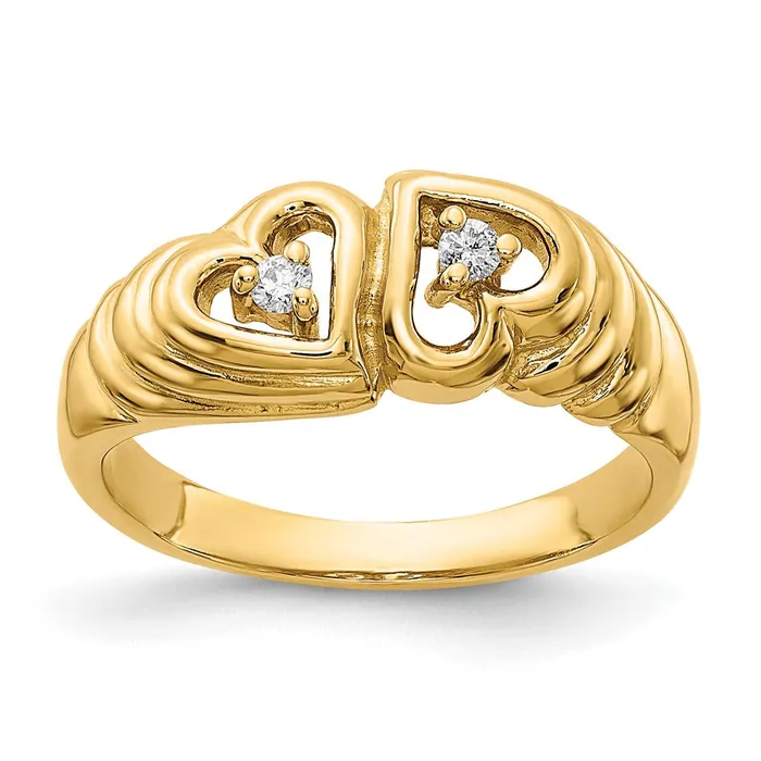 Rings Goldiacom 14K Yellow Gold AAA Real Diamond heart ring