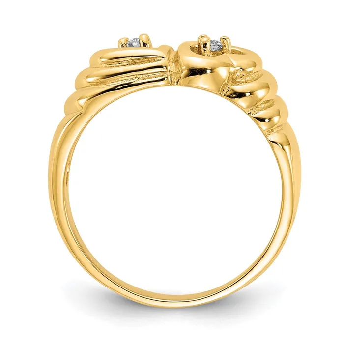 Rings Goldiacom 14K Yellow Gold AAA Real Diamond heart ring