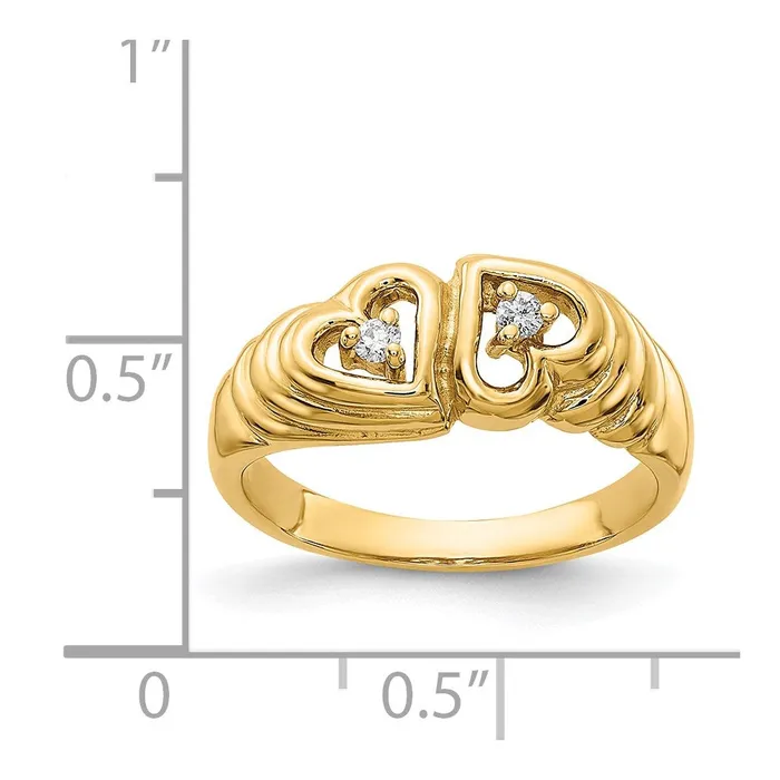 Rings Goldiacom 14K Yellow Gold AAA Real Diamond heart ring