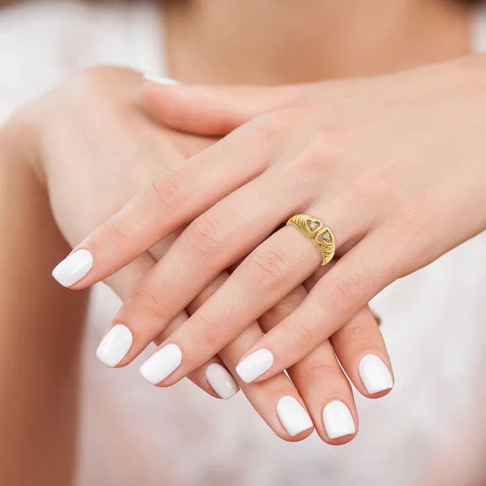 Rings Goldiacom 14K Yellow Gold AAA Real Diamond heart ring