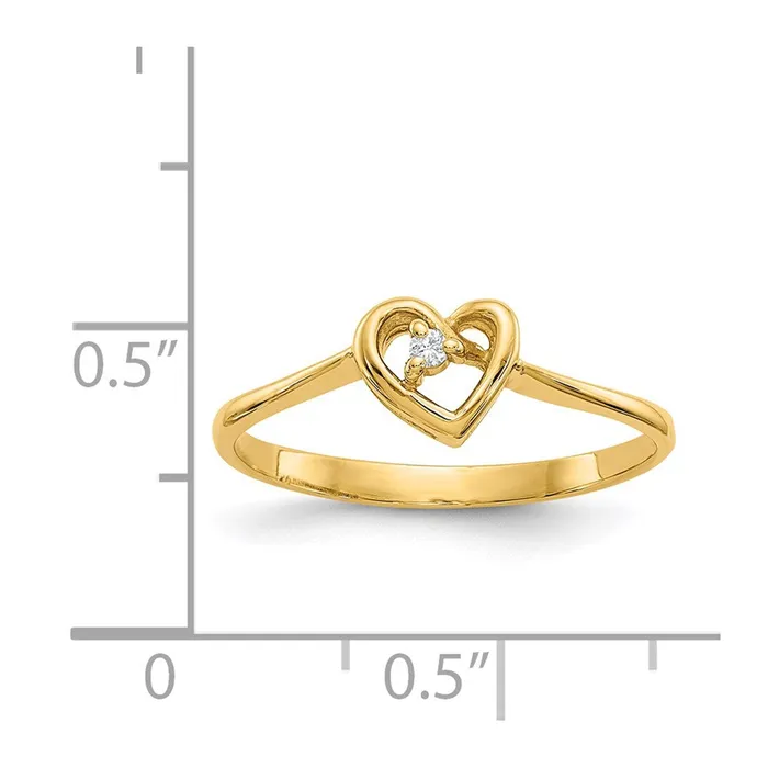 Rings Goldiacom 14K Yellow Gold AAA Real Diamond heart ring