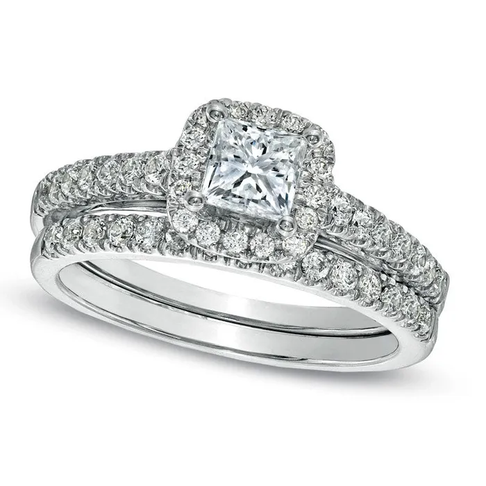 Rings Goldia Previously Owned Celebration Lux 120 CT TW PrincessCut Natural Diamond Bridal Engagement Ring Set in Solid 14K White Gold ISI2 Rings Goldia Previously Owned Celebration Lux 120 CT TW PrincessCut Natural Diamond Bridal Engagement Ring Set in Solid 14K White Gold ISI2