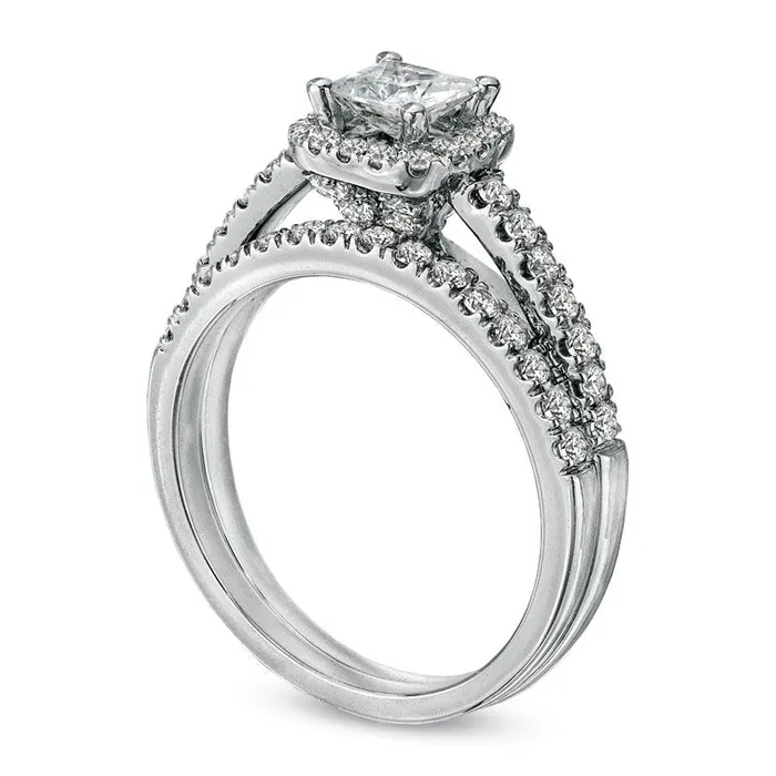 Rings Goldia Previously Owned Celebration Lux 120 CT TW PrincessCut Natural Diamond Bridal Engagement Ring Set in Solid 14K White Gold ISI2