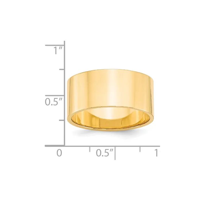 Rings Goldia Solid 10K Yellow Gold 10mm Light Weight Flat MensWomens Wedding Band Ring Size 14