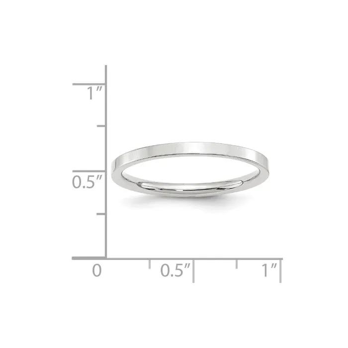 Rings Goldia Solid 14K White Gold 2mm Standard Flat Comfort Fit MensWomens Wedding Band Ring Size 45