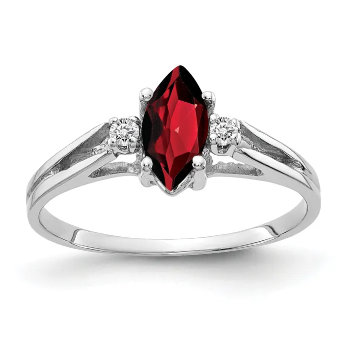 Rings Goldia Solid 14k White Gold 8x4mm Marquise Simulated Garnet VS CZ Ring Rings Goldia Solid 14k White Gold 8x4mm Marquise Simulated Garnet VS CZ Ring