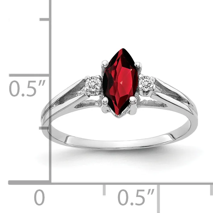 Rings Goldia Solid 14k White Gold 8x4mm Marquise Simulated Garnet VS CZ Ring