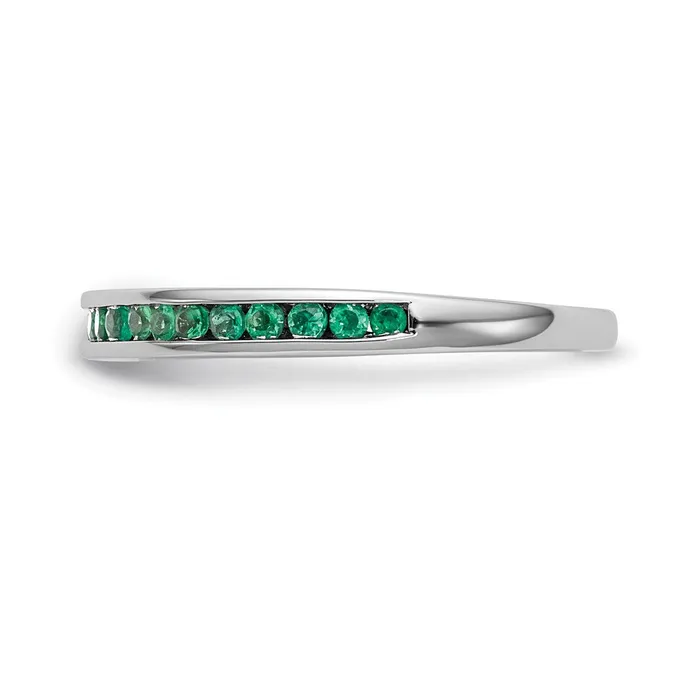 Rings Goldia Solid 14k White Gold Simulated Emerald Band