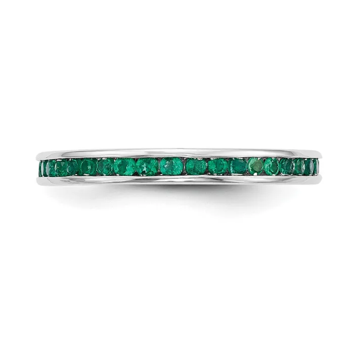 Rings Goldia Solid 14k White Gold Simulated Emerald Band