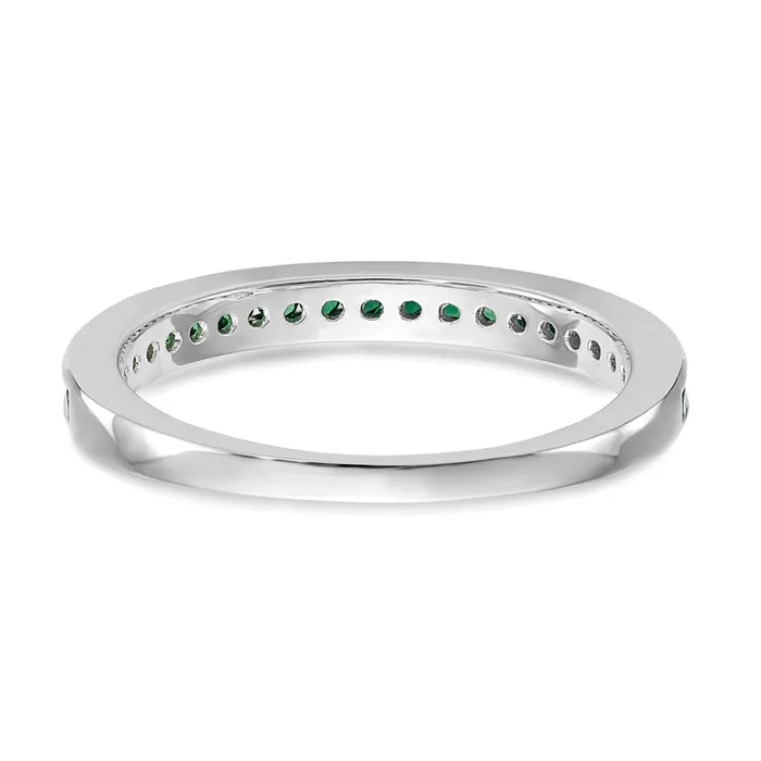 Rings Goldia Solid 14k White Gold Simulated Emerald Band