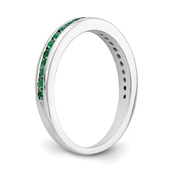Rings Goldia Solid 14k White Gold Simulated Emerald Band