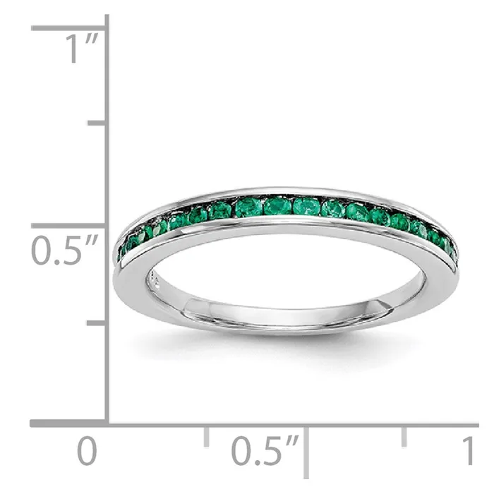 Rings Goldia Solid 14k White Gold Simulated Emerald Band