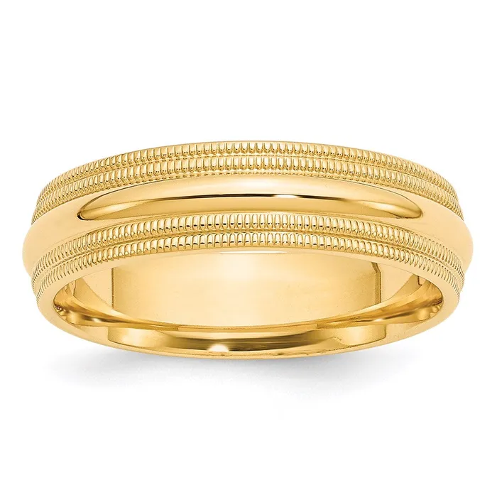 Rings Goldia Solid 14K Yellow Gold 6mm Double Milgrain Comfort Fit MensWomens Wedding Band Ring Size 95 Rings Goldia Solid 14K Yellow Gold 6mm Double Milgrain Comfort Fit MensWomens Wedding Band Ring Size 95