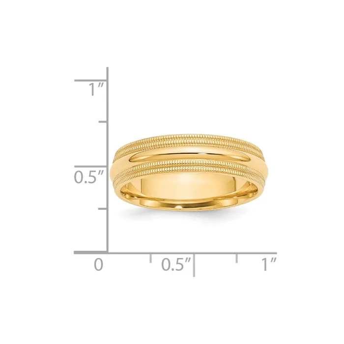 Rings Goldia Solid 14K Yellow Gold 6mm Double Milgrain Comfort Fit MensWomens Wedding Band Ring Size 95