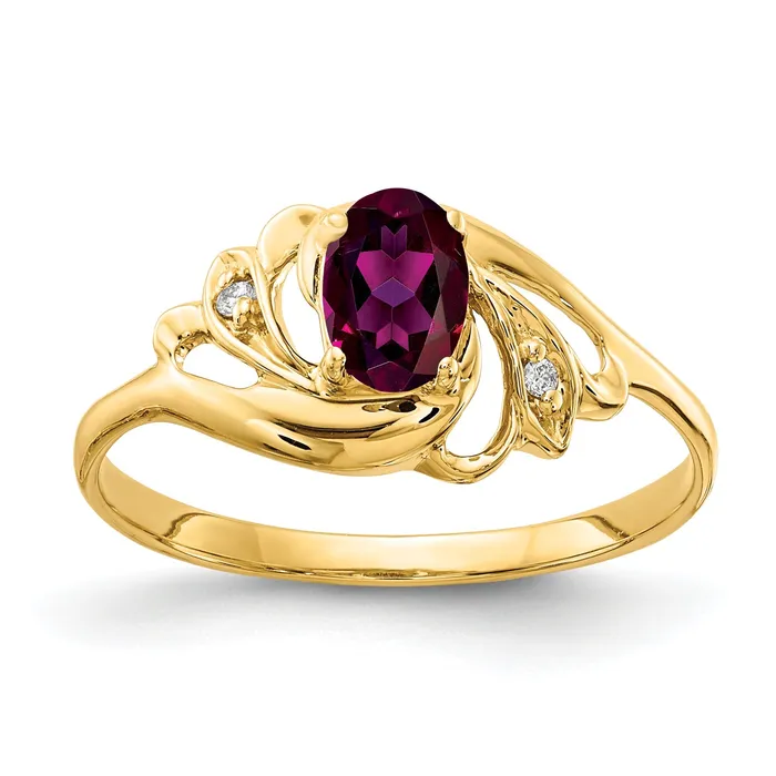 Rings Goldia Solid 14k Yellow Gold 6x4mm Oval Rhodolite Simulated Garnet AA CZ Ring Rings Goldia Solid 14k Yellow Gold 6x4mm Oval Rhodolite Simulated Garnet AA CZ Ring