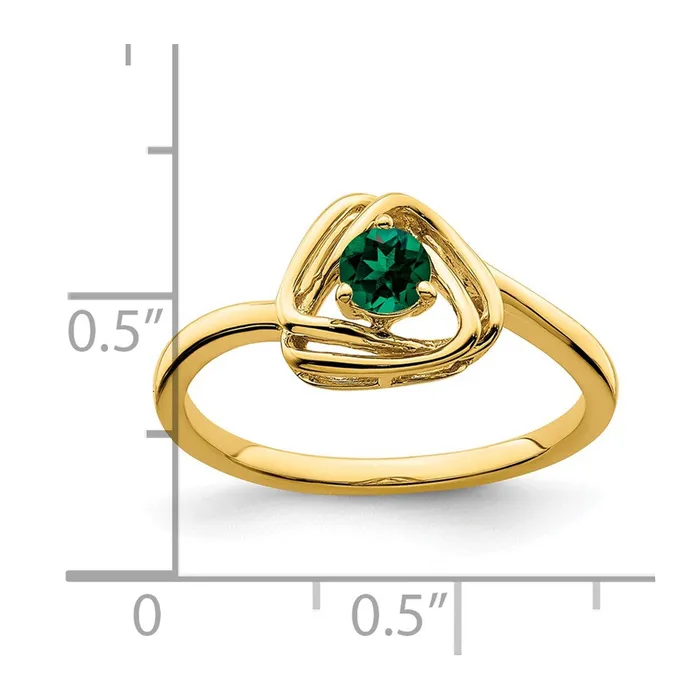 Rings Goldia Solid 14k Yellow Gold Created Simulated Emerald Triangle Ring