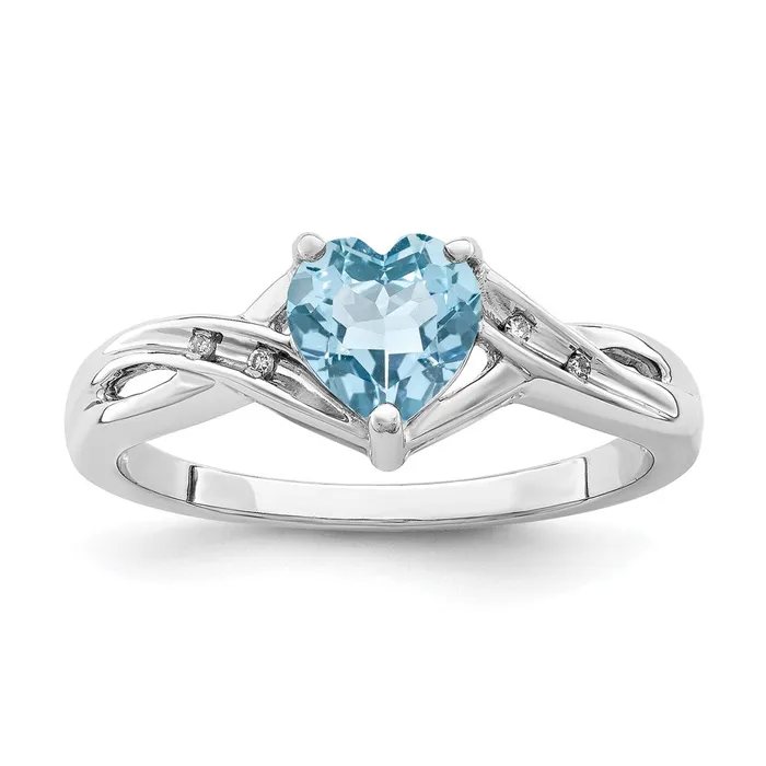 Rings Goldia Sterling Silver Rhodium Plated Dia Lt Swiss Blue Topaz Heart Ring Rings Goldia Sterling Silver Rhodium Plated Dia Lt Swiss Blue Topaz Heart Ring