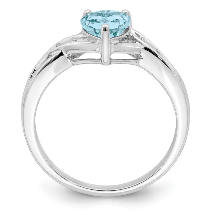 Rings Goldia Sterling Silver Rhodium Plated Dia Lt Swiss Blue Topaz Heart Ring