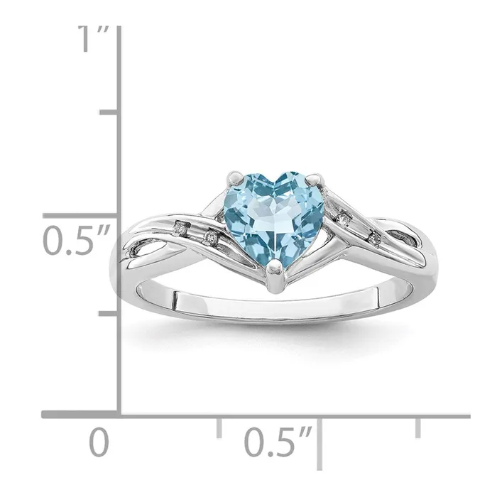 Rings Goldia Sterling Silver Rhodium Plated Dia Lt Swiss Blue Topaz Heart Ring