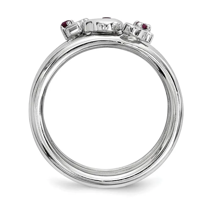 Rings Goldia Sterling Silver Rhodiumplated Set of 3 Ruby Stacking ILOVEU Rings