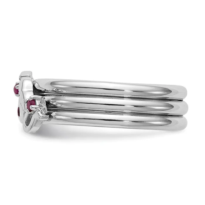Rings Goldia Sterling Silver Rhodiumplated Set of 3 Ruby Stacking ILOVEU Rings