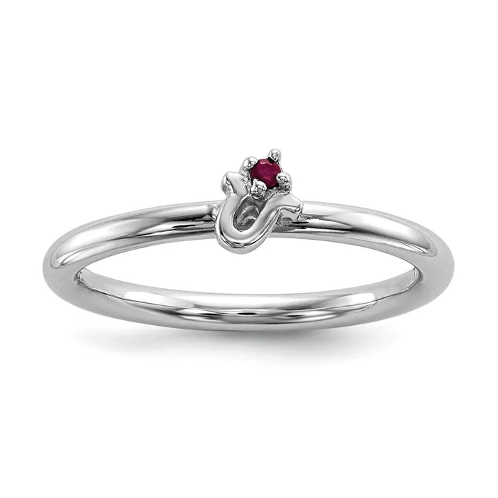 Rings Goldia Sterling Silver Rhodiumplated Set of 3 Ruby Stacking ILOVEU Rings