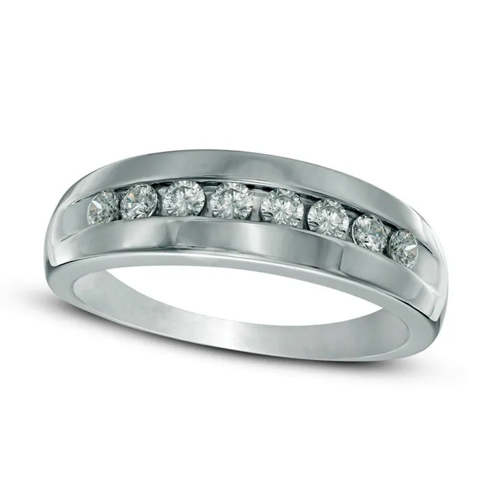 Rings Mens 050 CT TW Natural Diamond Wedding Band in Solid 10K White Gold Goldia Rings Mens 050 CT TW Natural Diamond Wedding Band in Solid 10K White Gold Goldia