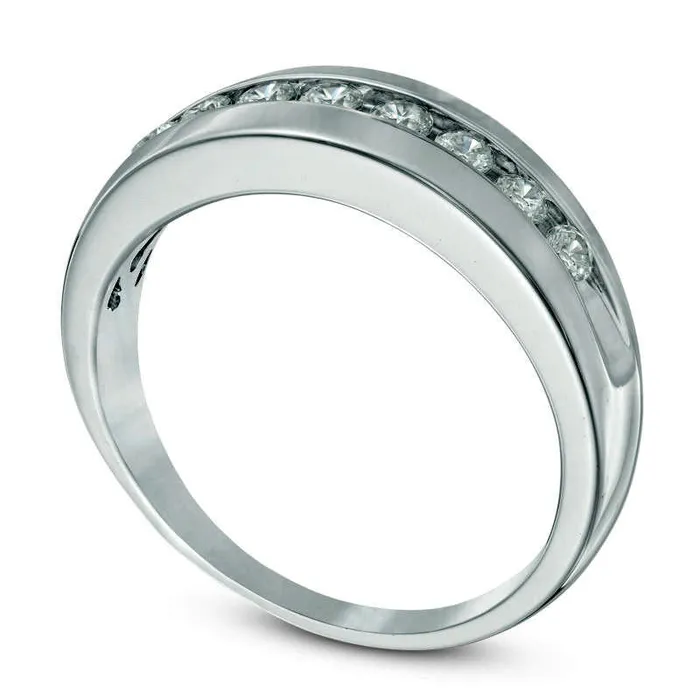 Rings Mens 050 CT TW Natural Diamond Wedding Band in Solid 10K White Gold Goldia