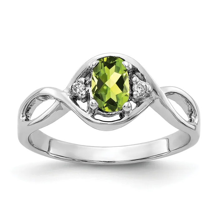 Rings Solid 14k White Gold 6x4mm Oval Simulated Peridot VS CZ Ring Goldia Rings Solid 14k White Gold 6x4mm Oval Simulated Peridot VS CZ Ring Goldia