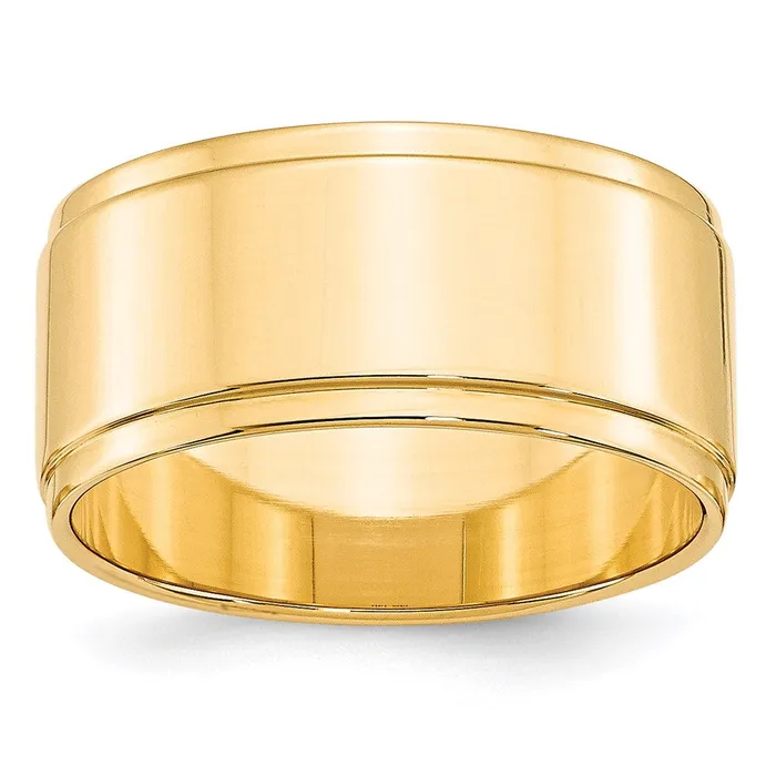 Rings Solid 14K Yellow Gold 10mm Flat with Step Edge MensWomens Wedding Band Ring Size 95 Goldia Rings Solid 14K Yellow Gold 10mm Flat with Step Edge MensWomens Wedding Band Ring Size 95 Goldia
