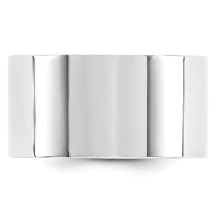 Rings Solid 18K White Gold 12mm Standard Flat Comfort Fit MensWomens Wedding Band Ring Size 75 Goldia