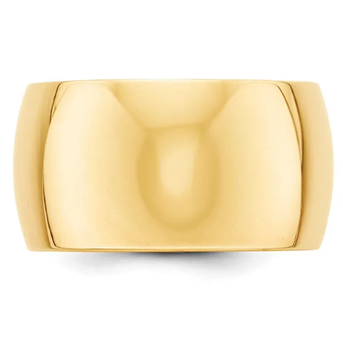 Solid 10K Yellow Gold 12mm Half Round MensWomens Wedding Band Ring Size 9 Goldia Rings