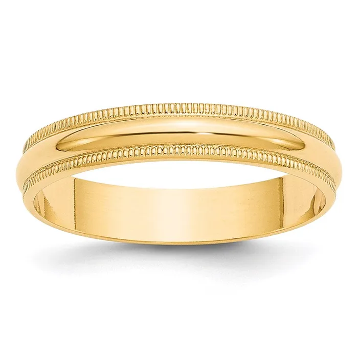 Solid 10K Yellow Gold 4mm Light Weight Milgrain Half Round MensWomens Wedding Band Ring Size 9 Goldia Rings Solid 10K Yellow Gold 4mm Light Weight Milgrain Half Round MensWomens Wedding Band Ring Size 9 Goldia Rings