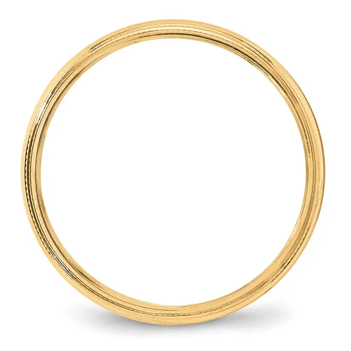 Solid 10K Yellow Gold 4mm Light Weight Milgrain Half Round MensWomens Wedding Band Ring Size 9 Goldia Rings