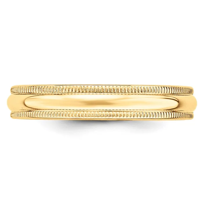 Solid 10K Yellow Gold 4mm Light Weight Milgrain Half Round MensWomens Wedding Band Ring Size 9 Goldia Rings